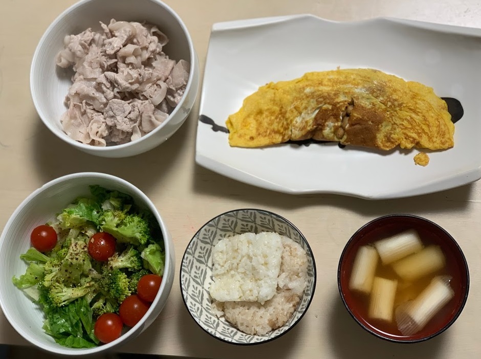 豚しゃぶと納豆オムレツ